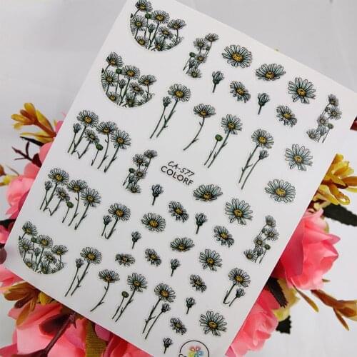 3D Nail Art sticker Peel Off Sliders Daisy Flowers Floret Nail Decoraciones Foil adhesive Design Manicure Accessories