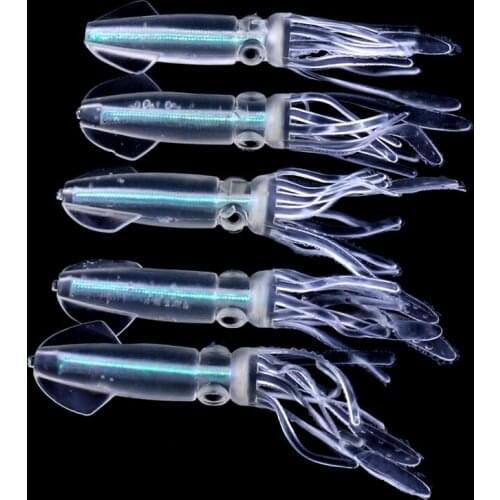 5Pcs/set Soft Luminous Squid Fishing Bait Plastic Octopus Bodies Glow In Dark Fish Lure Saltwater Baits Green Fishing Lures 10cm