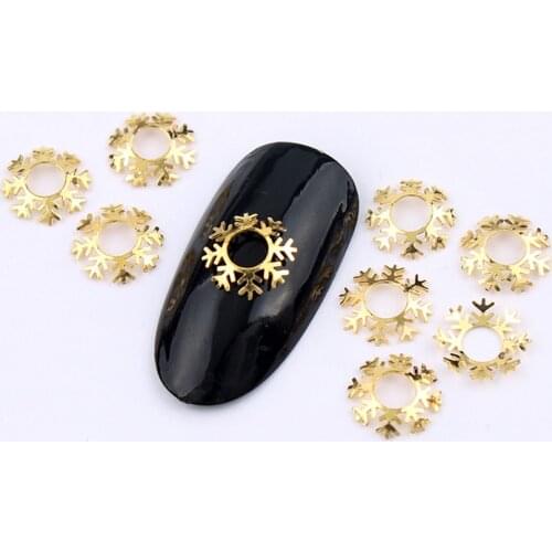 5Pcs New Shiny Japanese Fashion Accessories Nail Art Hollow Metal Decoration 8x8mm 4 Different Designs Gold Nail Art Decoration