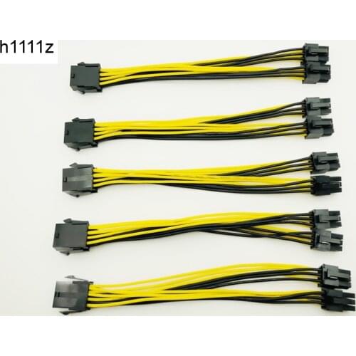 5pcs CPU 8Pin to Graphics Card Dual PCI-E PCIe 6Pin Power Supply Splitter Cable Cord Adapter 20cm Cable for Bitcoin Miner Mining