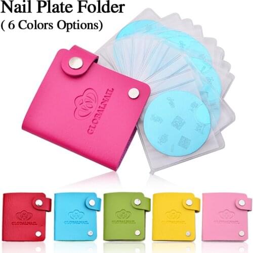 6 colors 24 Slots Leather Nail Art Stamping Plate Case/Bag/Folder Nail Stamp Template Holder Album Storage For Dia 5.6cm Stencil