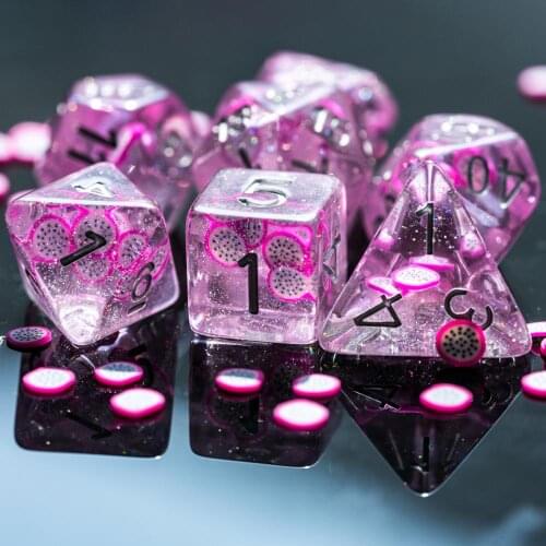 7Pcs/Set Fruit Slices DND Dice D&D Dice Set D4 D6 D8 D10 D% D12 D20 Polyhedral Games Dice Set for Table Games MTG RPG