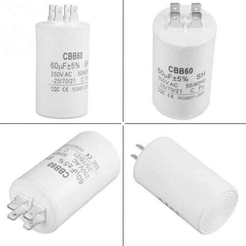 AC 250V CBB60 Cylinder Shaped Run Capacitor Motor Run Capacitor 60uF 50/60HZ Motor Capacitor for Motor Pump