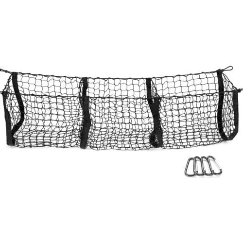 AU04 -Pocket Trunk Storage Bag Storage Heavy Cargo Net Suitable for Car SUV Pickup Truck Bed Black Mesh Belt 4 Hooks and Loops