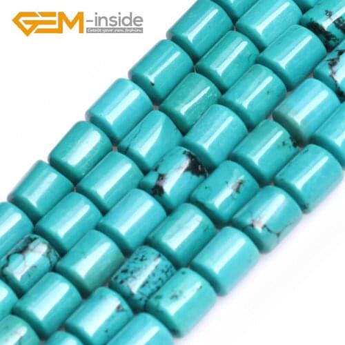 GEM-inside 6x8mm Column Shape Natural Turquoises Beads Natural Stone Beads DIY Loose Beads For Jewelry Making Strand 15 " DIY