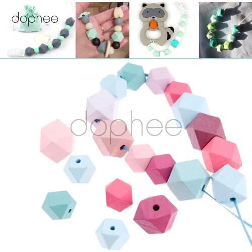 Dophee 50pcs 15mm Mixed Color Crown Wood Beads Unfinished Natural Geometric Bead For Jewelry Making Garment Decoration Kids Toy