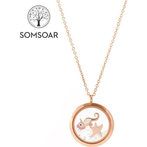 "PRESELL PRODUCT" Rose Gold Stainless Steel Double-sided Glass Locket Pendant Necklace with Drip accessories DIY Charms inside