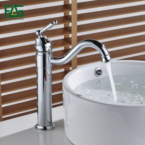 FLG Basin Faucets Deck Mounted Brass Chrome Tap 360 Degree Swivel Bathroom Faucet Bidet Wash Basin Mixer Tap 140-22C