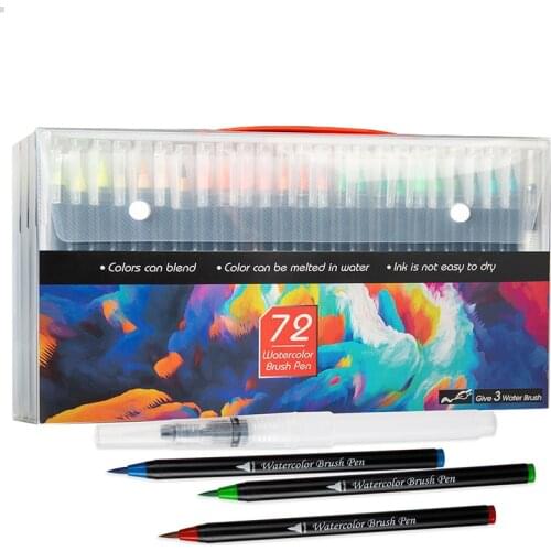 72 Color Watercolor Markers for Drawing Felt-Tip Pens Set for Children Water Coloring Brush Pen for Lettering Art Supplies