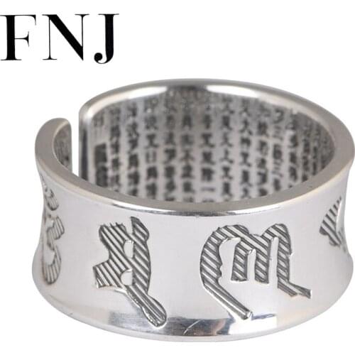 FNJ 925 Silver Buddha Ring for Women Men Jewelry New Fashion Original S990 Silver Sterling Ring Adjustable Size