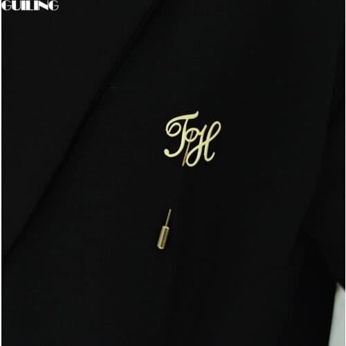 Personalized Custom 1-3 Letter Collar Pin Name Brooch Stainless Steel Initial Pendant Men Lapel Pins Badges Gift Jewelry for Men