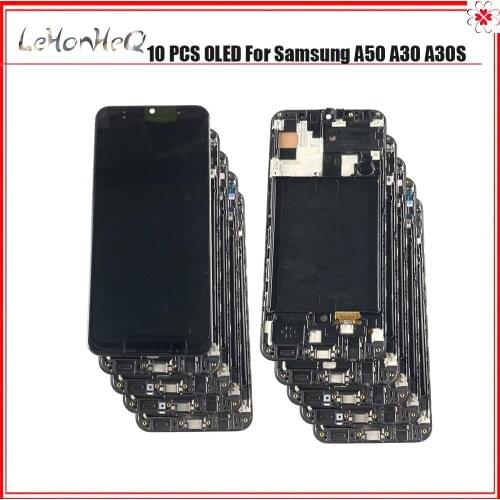 Lot 10 Piece OLED For Samsung Galaxy A50 A30 A30S LCD Display Touch Screen Digitizer Frame For Samsung A505 A305 A307 lcd