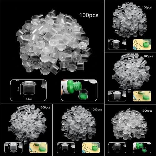 100pcs Plastic Microblading Tattoo Ink Cup Cap Pigment Clear Holder Container for Needle Tip Tattoo Accessories