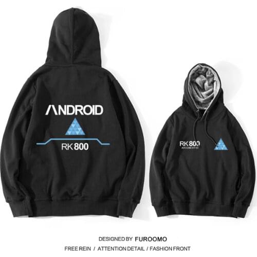 Game Detroit Become Human Cosplay Costuem Connor RK800 Pullover Fleece Black Hoodie Unisex In Stock