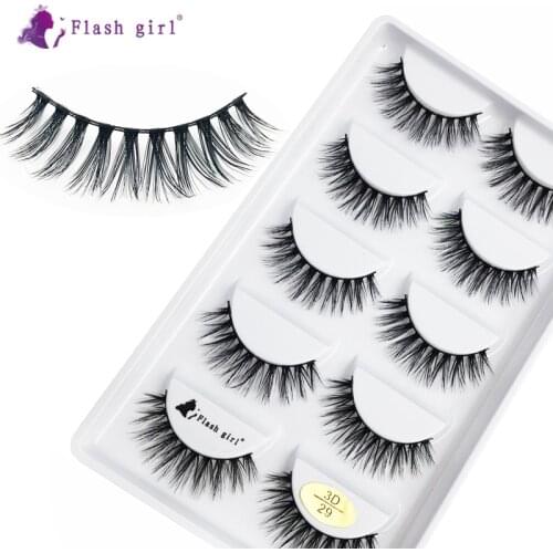 Hot Selling Flash Girl 5 Pairs 3D Mink Eyelashes Cruelty Free Natural Long Fake Eyelash Thick Reusable Eye Lashes 3D-29
