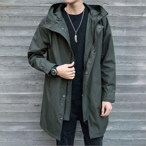 Mens windbreaker medium length jacket mens 2020 hooded mens jacket casual coat coat