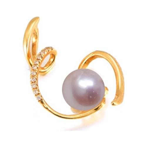 MADALENA SARARA 10-11mm Natural Freshwater Pearl Perfect Round Flower Style Diamond Inlaid 18K Gold Pendant Necklace