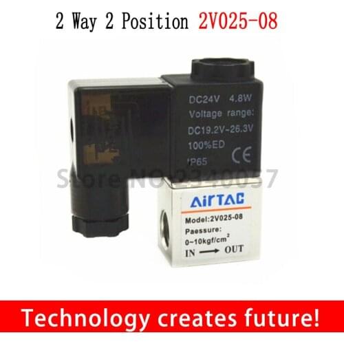 Pneumatic 2 Way 2 Position Air Directional Control Solenoid Valve 2V025-08 DC12V DC24V AC110V AC220V