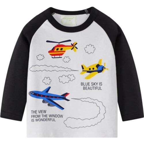 Airplane Rocket Childrens Long Sleeve T-shirt Pure Cotton Sweat-absorbent Thin A Type A 4-year-old Boy Can't afford to Ball