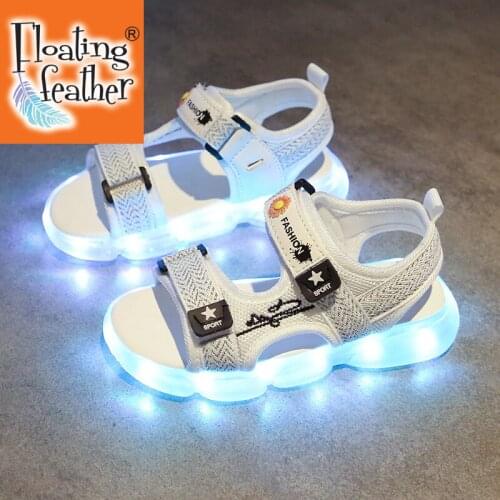 Size 25-35 Childrens Casual Sandals For Boys Soft LED Shoes With Lights USB Charged Luminous Sandals Kids Girls Glowing Shoess