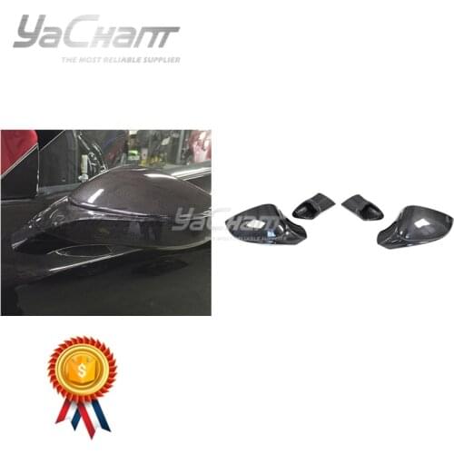 Car-Styling Dry Carbon Fiber Plain Carbon Weave Side Mirror Frame Fit For 2015-2019 F488 GTB & Spider Replacement