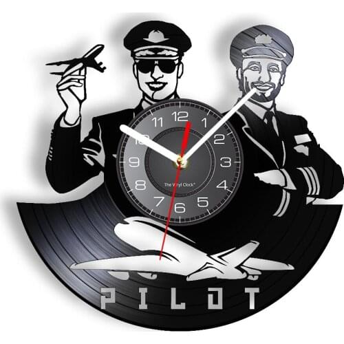 Flight Attendant Vinyl Record Wall Clock Pilot Home Decor Male Aviator Pioneer Artwork Vintage Longplay Clock Cabin Crew Gift
