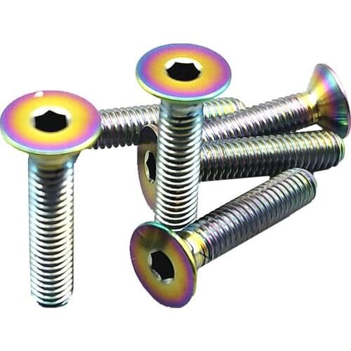 Titanium Bolt M3 M4x6/8/10/15/20mm Ti Bolt Countersunk/Flat Head Ti/Gold Multicolor Ti Screws Ti Fasteners4/6pcs