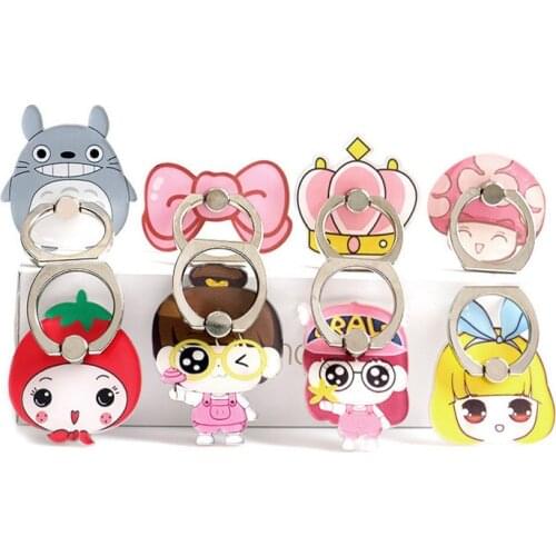 New Universal Finger Phone Ring Phone Holder ring cute Cartoon Cat Strawberry Crown Pattern Smartphone mobile Phone Ring