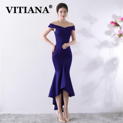 VITIANA Women Sexy Ruffles Midi Dress Female Strapless Trumpet Elegant Banquet Dresses Femme Off Shoulder Black Party Vestidos