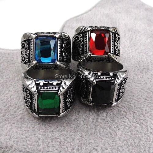 Choose For XAMS / Halloween Jewelry popular Sale mens Punk stainless steel gold tone with stone casting desgin ring US 9-12