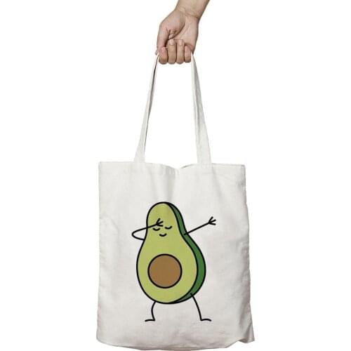 Women travel shopping Bag Cartoon Avocado Graphic Reusable Female Canvas Shoulder Bag Harajuku Fashion Female Tote Shopper Bag