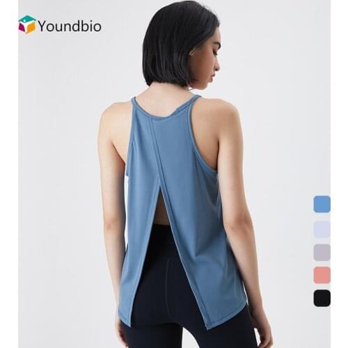 YOUNDBIO 2021 Athletic Yoga Vest Sleeveless Backless Sport Shirts Woman Gym Fitness Tank Top Female Workout Loose Blouses