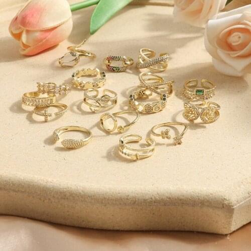 2021 new women jewelry opening adjustable Punk rings micro-inlaid zircon copper plated rings for women