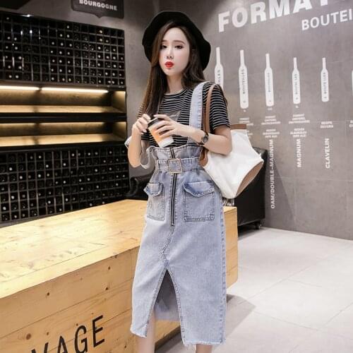 Ladies Casual Spaghetti Strap Denim Dress Midi Long Woman A Line Jeans Dress Summer Elegant Korean Cute Bodycon Frocks Women