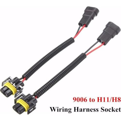 1pcs Car Motorcycle 9006 to H11/H8 Wire Harness Waterproof DIY Male Female Quick Adapter Connector Terminals Plug Kit