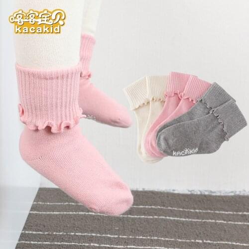 Kacakid 10 Pairs/set Baby socks kids baby Cute Cotton Non-slip Socks Fall Winter Princess Socks Kids Girl Floor Socks Infant