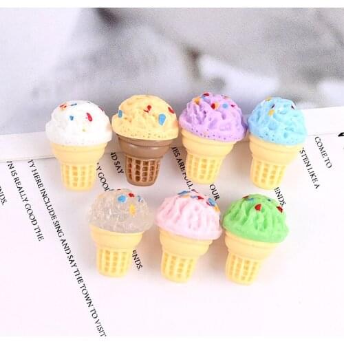 10Pcs Resin Cabochon Fake Food Simulation 3D Miniature Ice Cream Flatbacks Play DIY Charms Scrapbooking Decoration Accessories