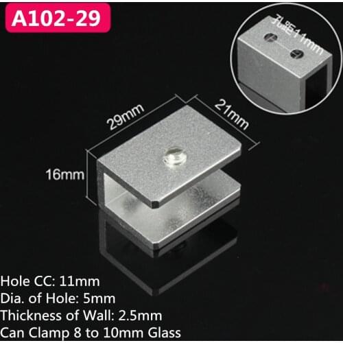 10pcs/lot A102-29 For 8 to 10mm glass board Rectangular Shape Aluminum Material Glass Clamps Shelves Support Bracket Clips