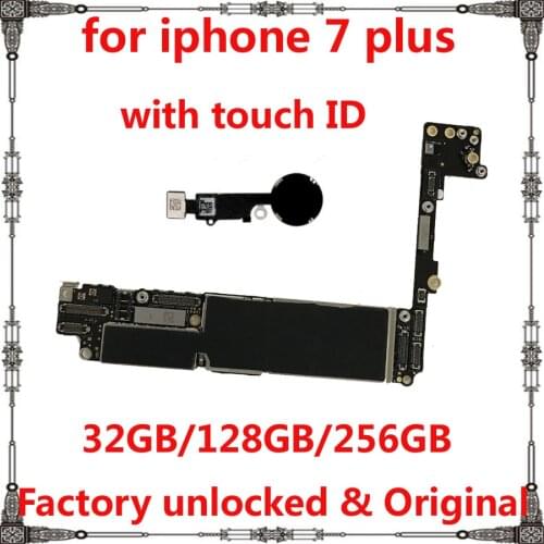 100% Original for iphone 7plus Motherboard Factory unlocked for iphone 7 plus Mainboard 32GB 128GB 256GB with / without touch ID