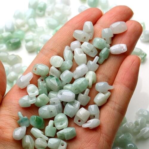 100 pcs Natural Grade A Aqua Jade Pendant Lucky DIY 10mm Bucket Loose Jadeite Bead