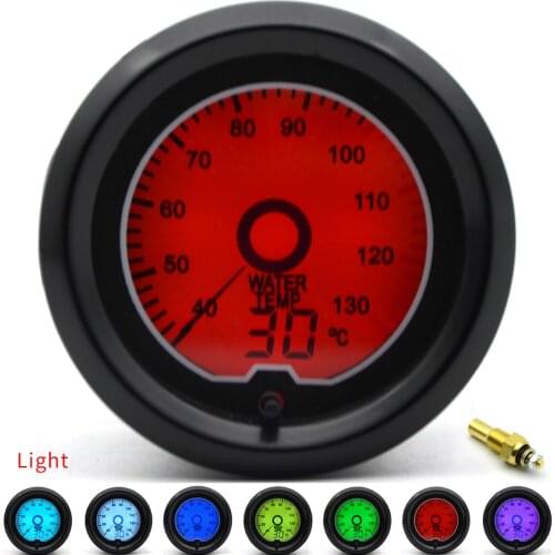 2" 52mm Water Temp Gauge 7 Color Racing Gauge LCD Digital Display Car Meter Multiple Colors Water Temperature
