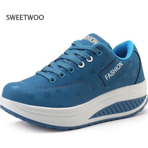 2021 Woman Sport Shoes Trainer Platform Sneakers for Women Leather Sports Shoes Lady Blue Womens Running Shoes