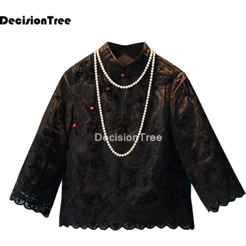 2021 vintage jacket top hanfu camisa china modern chinese style cheongsam coat retro qipao traditional lady outerwear hanfu