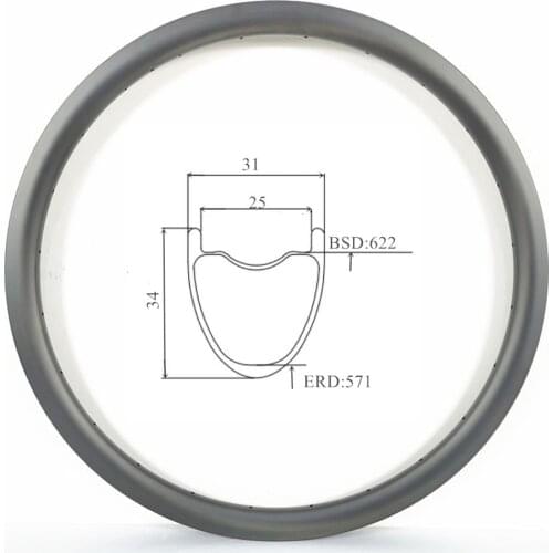 Allroad Carbon Road Rims 700C Carbon Wheelset 31mm Width Tubeless Carbon Rim Disc Brake rim Allroad Rim 34mm to 54mm depth