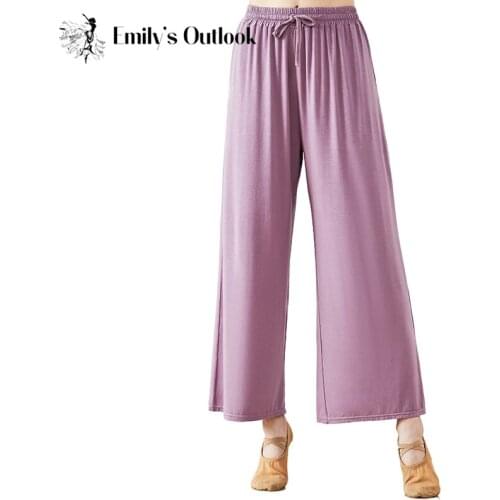 Women Soft Modal Pants Drawstring Trousers Loose Wide Leg For Yoga Dance Practice Colorful Big Size