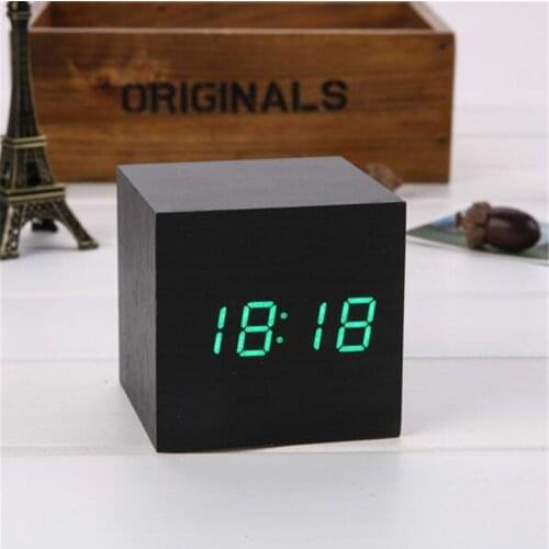 Wooden Voice Control LED Alarm Clock Watch Table Digital Wood Despertador Electronic Desktop USB/AAA Powered Clocks Table Decor