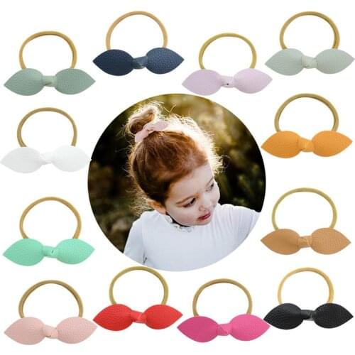 12Pcs/lot Kids Hair Band Cute Bow Rabbit Ears Headband Hair Rope Girl Ring Scrunchy Children Ponytail Holder Hair Accessories