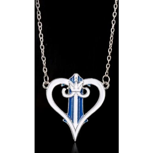 Dongsheng Anime Blue Kingdom Hearts Crown Necklaces & Pendants High Quality Metal Enamel Heart Cartoon Charms Necklace -30