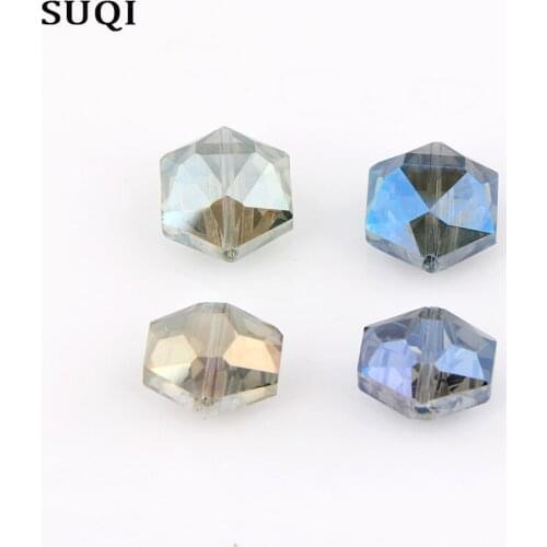 Straight hole flat Prism beads 10pcs faceted Crystal Glass Beads 12mm Necklace Bracelet Jewelry Three-dimensional Beads for Make