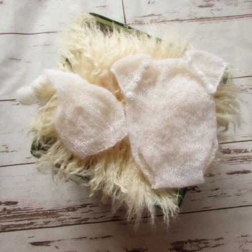 Newborn Boy Prop Newborn Mohair Bonnet Baby Gril Romper Set Knitting Mohair Prop